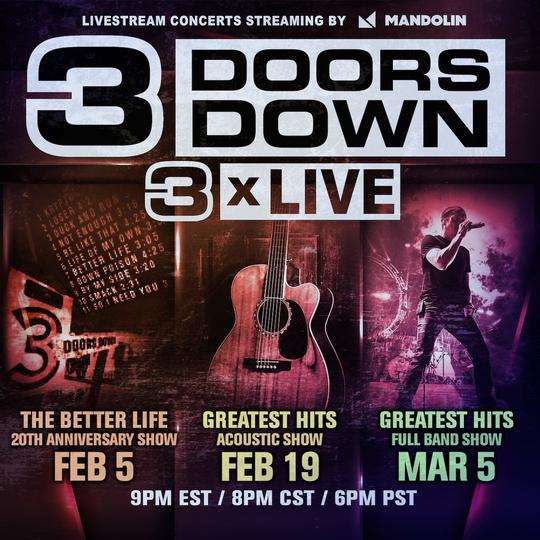 Banner da série de shows online do 3 Doors Down