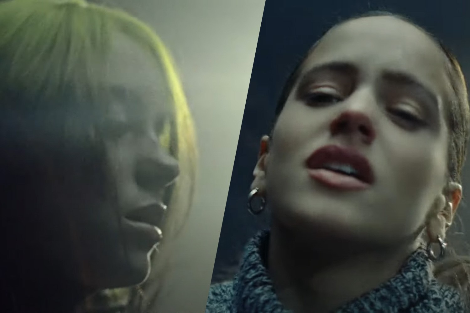 Billie Eilish e Rosalía no clipe de "Lo Vas A Olvidar"