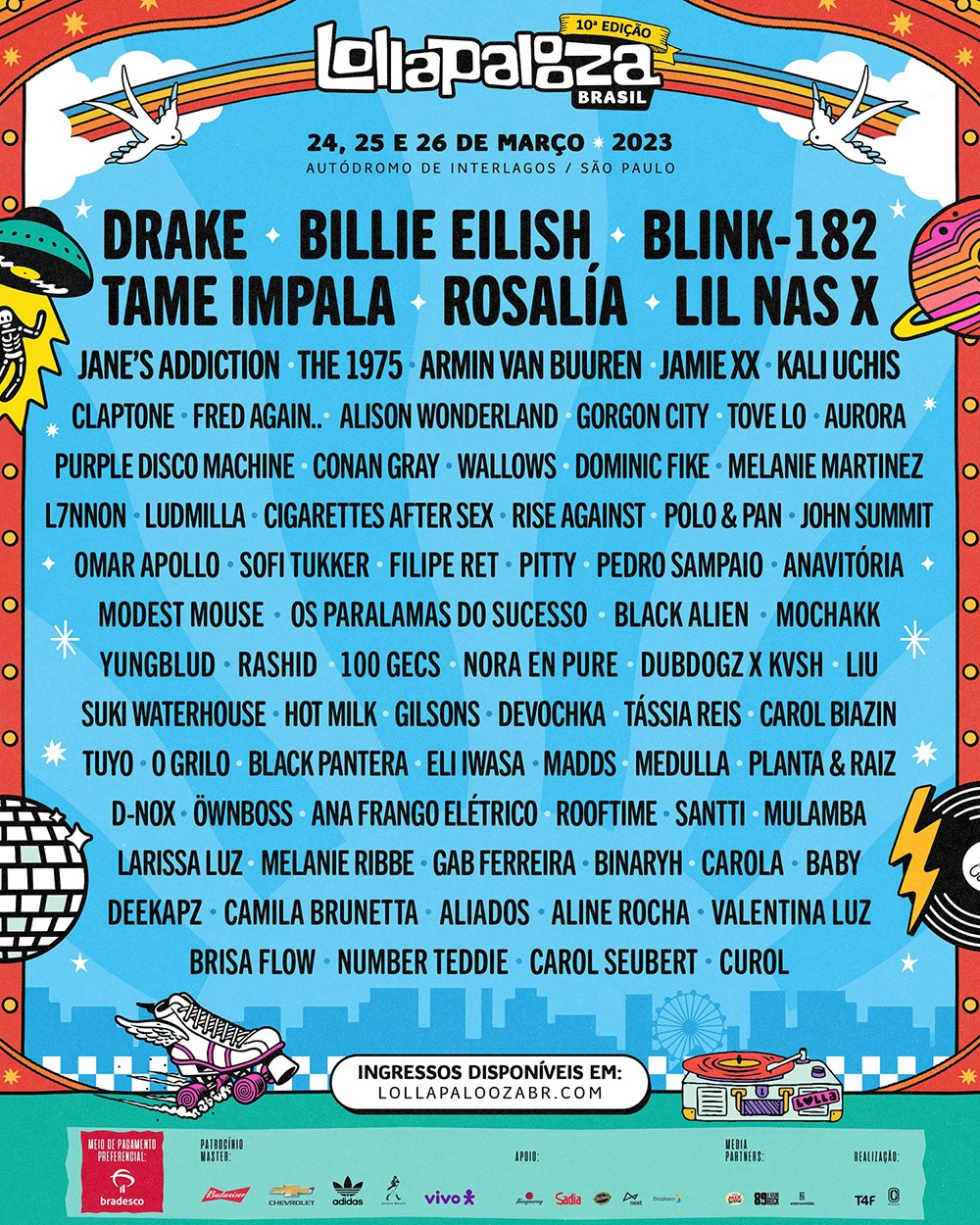 Lineup completo do Lollapalooza Brasil 2023