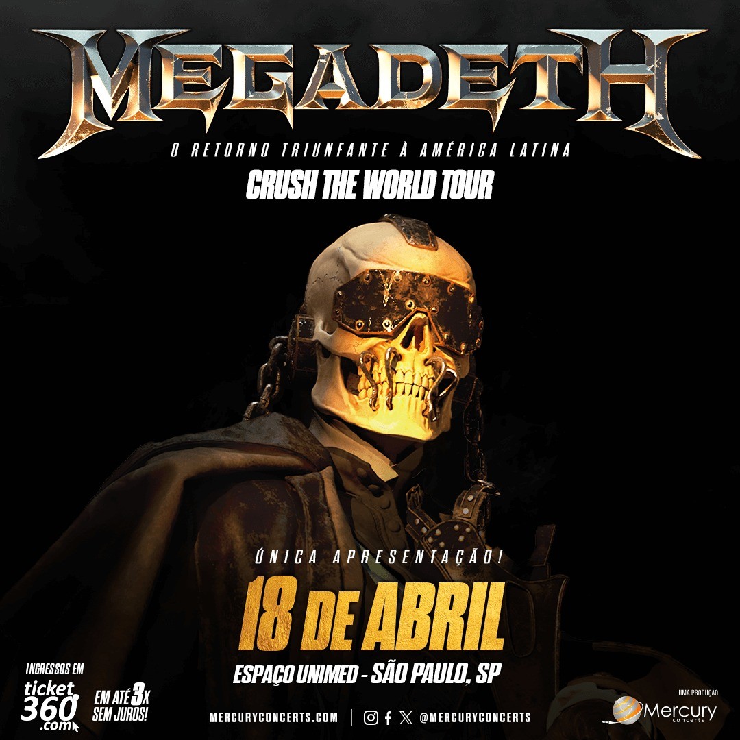 Megadeth no Brasil: banda traz a Crush the World Tour para a cidade em 2024